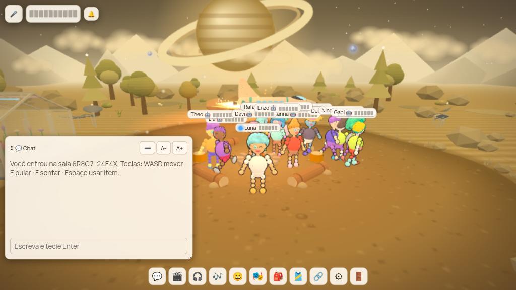 Avatar andando na sala com outros jogadores